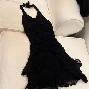 Un Deux Trois Black Ruffled Mini Dress